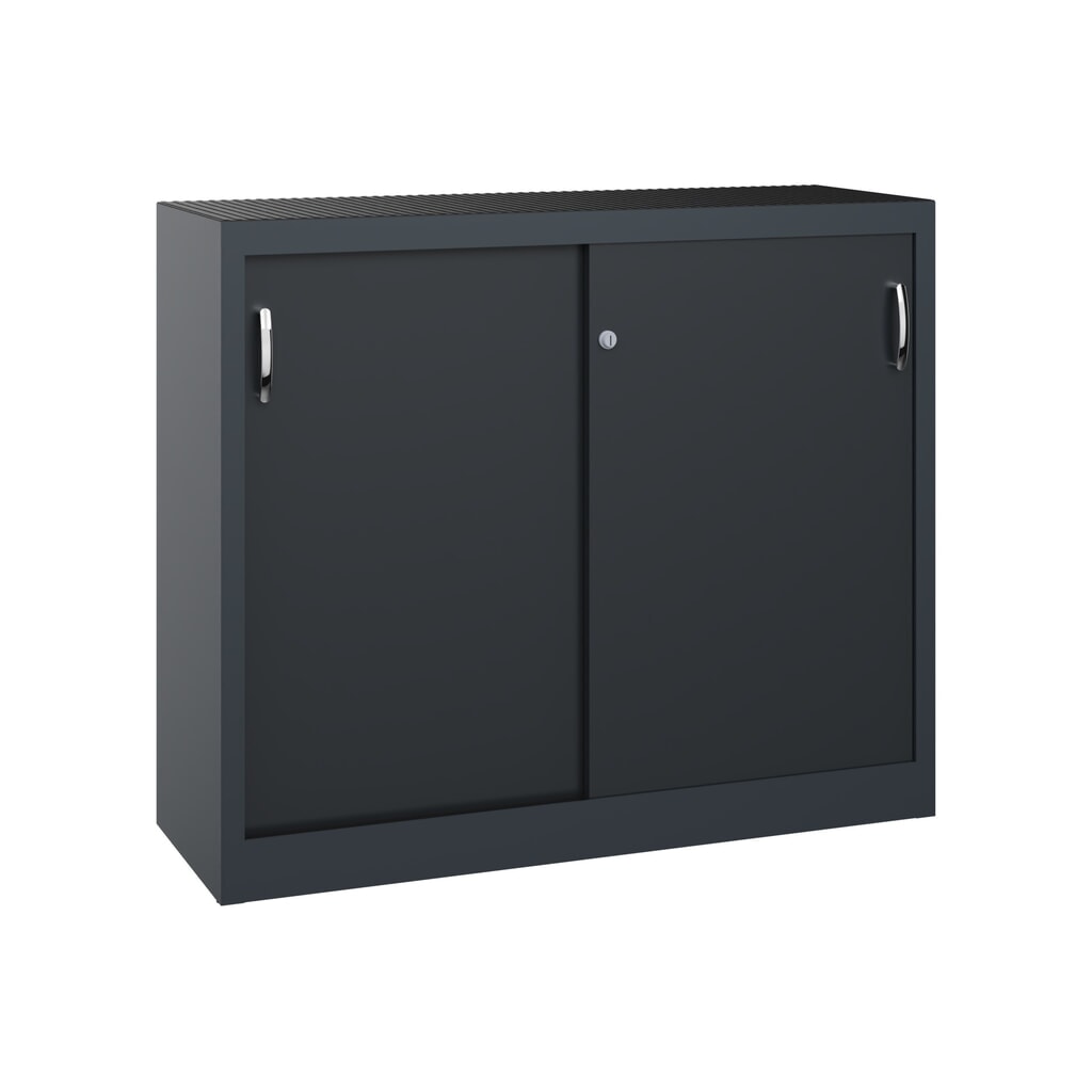 Product afbeelding: Werkplaatsbijzetkast C+P met 1 legbord, hxbxd 1.000 x 1.200 x 400 mm, antracietgrijs, zwartgrijs