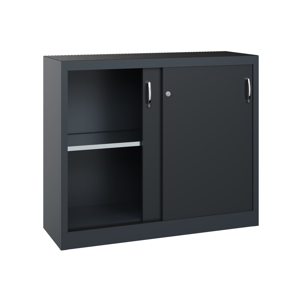 Productafbeelding nr. 4: Werkplaatsbijzetkast C+P met 1 legbord, hxbxd 1.000 x 1.200 x 400 mm, antracietgrijs, zwartgrijs