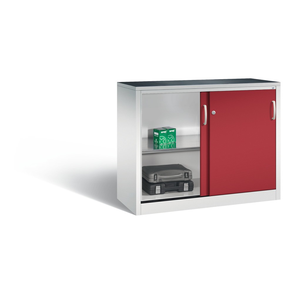 Productafbeelding nr. 5: Werkplaatsbijzetkast C+P met 1 legbord, hxbxd 1.000 x 1.200 x 500 mm, lichtgrijs, robijnrood