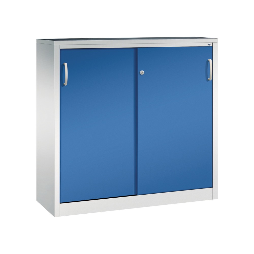 Productafbeelding nr. 1: Werkplaatsbijzetkast C+P met 2 legborden, hxbxd 1.200 x 1.200 x 400 mm, lichtgrijs, gentiaanblauw