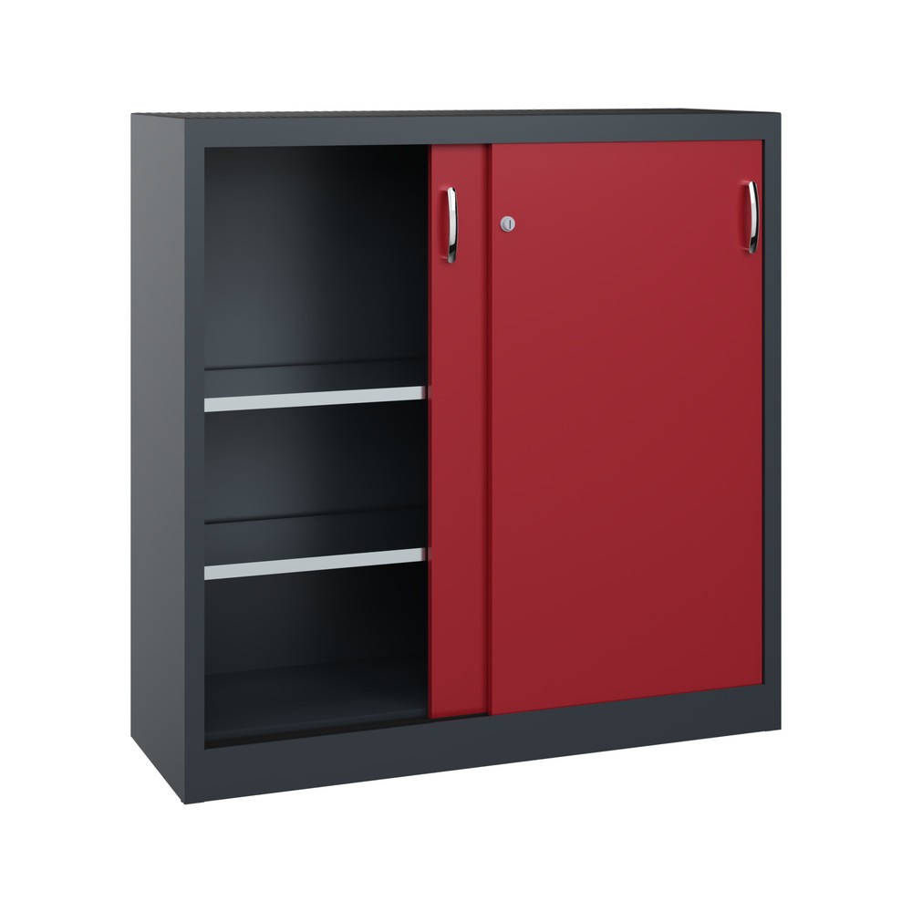 Productafbeelding nr. 4: Werkplaatsbijzetkast C+P met 2 legborden, hxbxd 1.200 x 1.200 x 400 mm, antracietgrijs, robijnrood