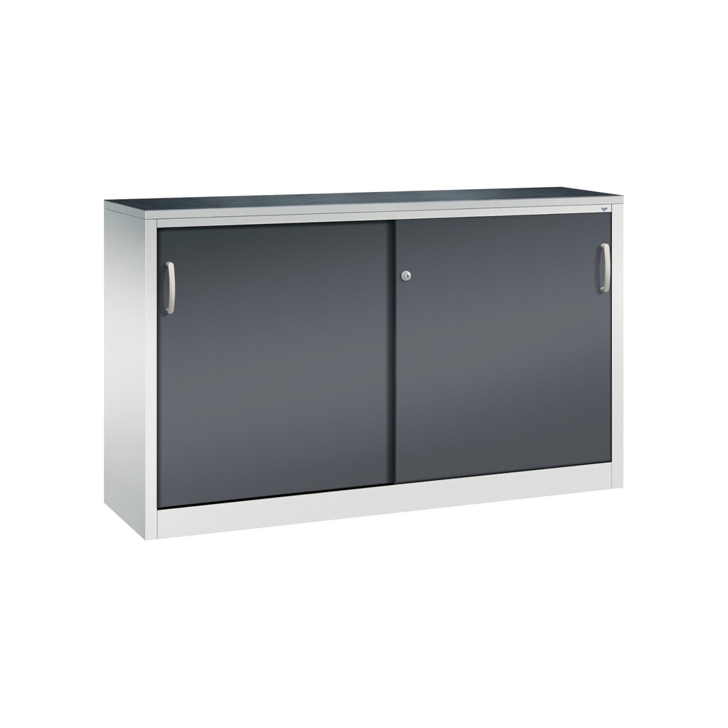 Werkplaatsbijzetkast C+P met 2 legborden, hxbxd 1.000 x 1.600 x 400 mm, scheidingswand, lichtgrijs, zwartgrijs Product afbeelding: Werkplaatsbijzetkast C+P met 2 legborden, hxbxd 1.000 x 1.600 x 400 mm, scheidingswand, lichtgrijs, zwartgrijs