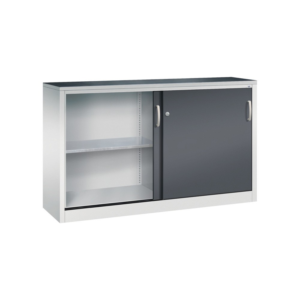 Productafbeelding nr. 4: Werkplaatsbijzetkast C+P met 2 legborden, hxbxd 1.000 x 1.600 x 400 mm, scheidingswand, lichtgrijs, zwartgrijs