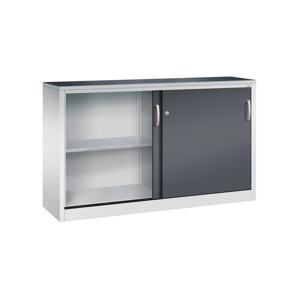 Productafbeelding nr. 4: Werkplaatsbijzetkast C+P met 2 legborden, hxbxd 1.000 x 1.600 x 400 mm, scheidingswand, lichtgrijs, zwartgrijs