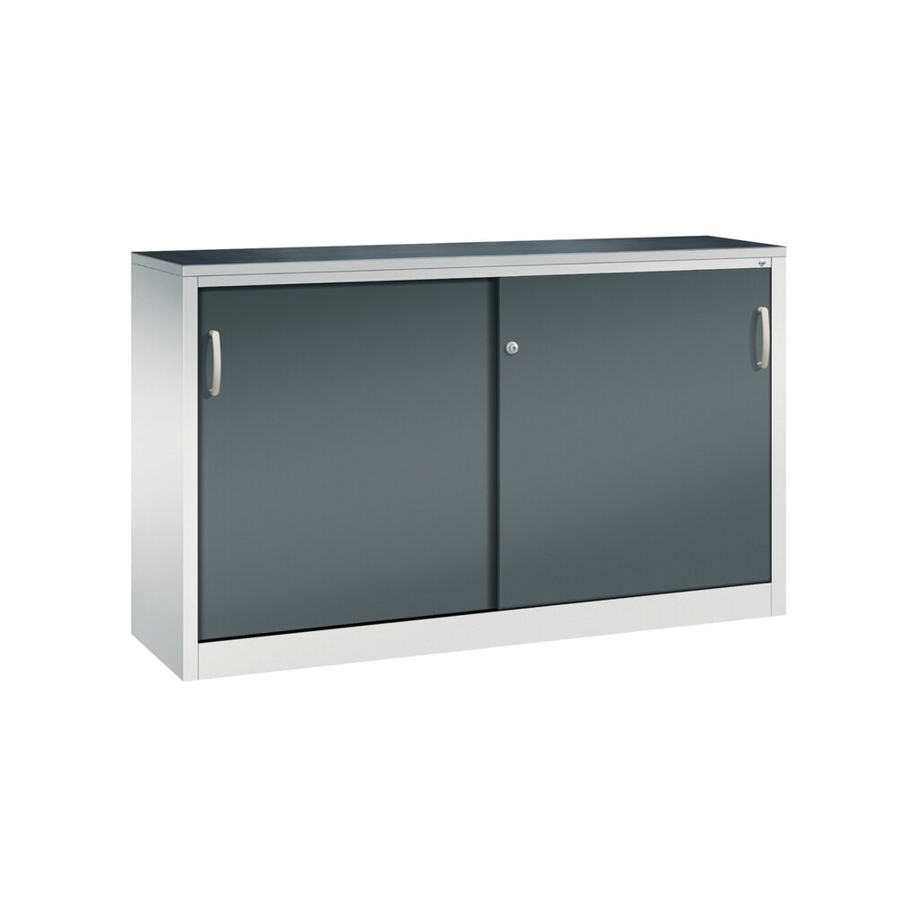 Product afbeelding: Werkplaatsbijzetkast C+P met 2 legborden, hxbxd 1.000 x 1.600 x 400 mm, scheidingswand, lichtgrijs, antracietgrijs