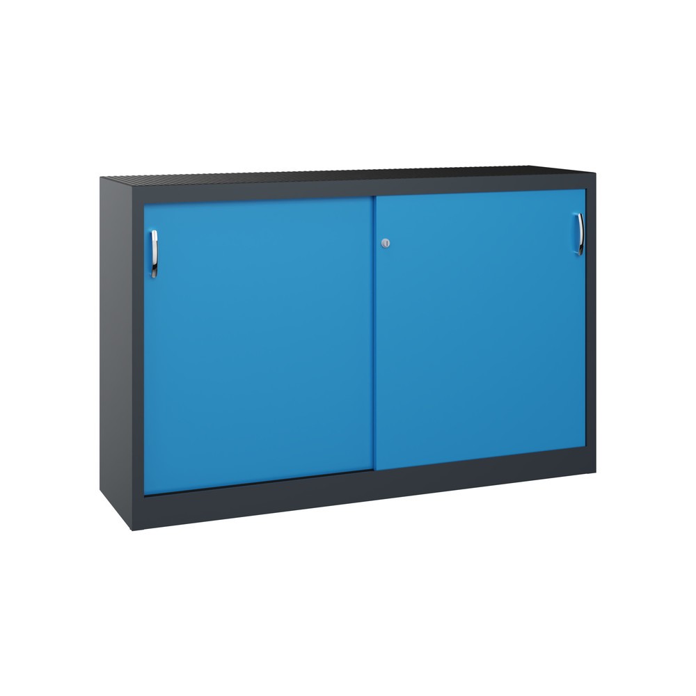 Productafbeelding nr. 1: Werkplaatsbijzetkast C+P met 2 legborden, hxbxd 1.000 x 1.600 x 400 mm, scheidingswand, antracietgrijs, lichtblauw