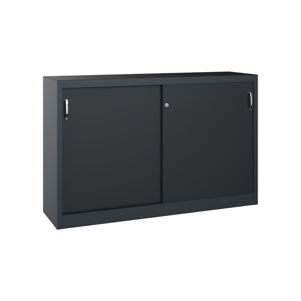Productafbeelding nr. 1: Werkplaatsbijzetkast C+P met 2 legborden, hxbxd 1.000 x 1.600 x 400 mm, scheidingswand, antracietgrijs, zwartgrijs