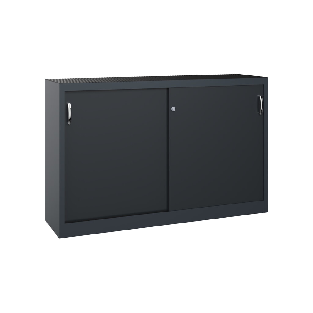 Werkplaatsbijzetkast C+P met 2 legborden, hxbxd 1.000 x 1.600 x 400 mm, scheidingswand, antracietgrijs, zwartgrijs Product afbeelding: Werkplaatsbijzetkast C+P met 2 legborden, hxbxd 1.000 x 1.600 x 400 mm, scheidingswand, antracietgrijs, zwartgrijs