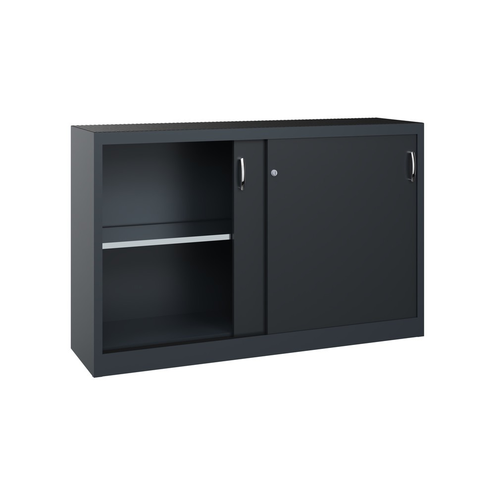Productafbeelding nr. 4: Werkplaatsbijzetkast C+P met 2 legborden, hxbxd 1.000 x 1.600 x 400 mm, scheidingswand, antracietgrijs, zwartgrijs