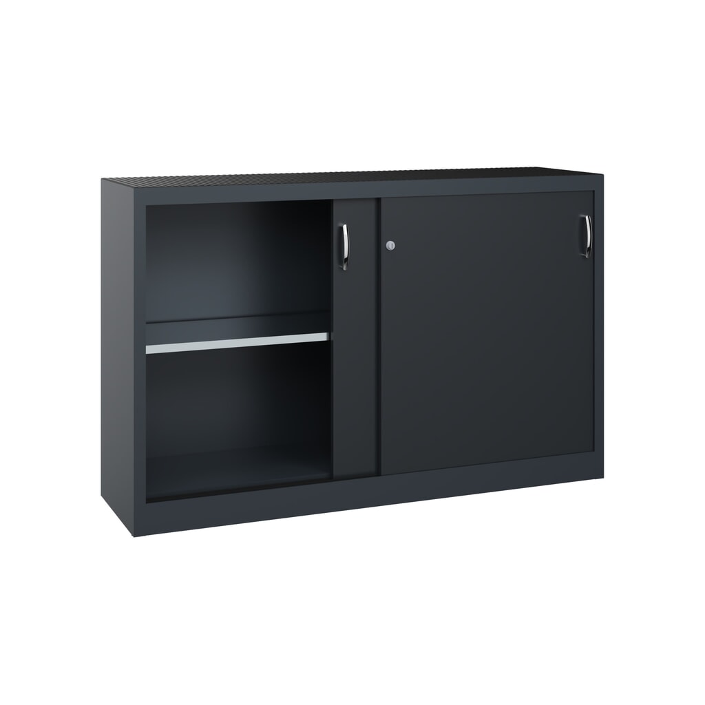 Productafbeelding nr. 4: Werkplaatsbijzetkast C+P met 2 legborden, hxbxd 1.000 x 1.600 x 400 mm, scheidingswand, antracietgrijs, zwartgrijs