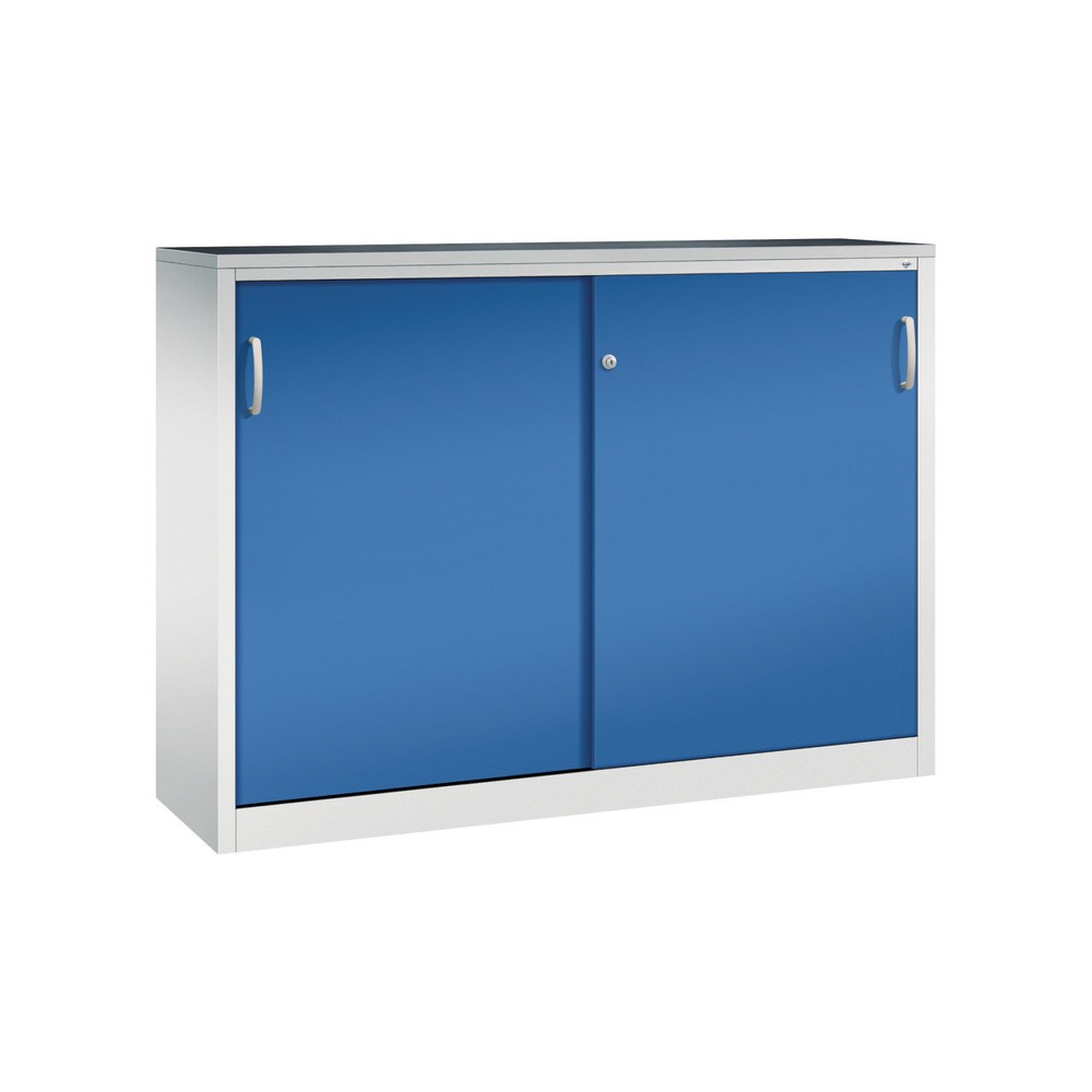Productafbeelding nr. 1: Werkplaatsbijzetkast C+P met 4 legborden, hxbxd 1.200 x 1.600 x 400 mm, scheidingswand, lichtgrijs, gentiaanblauw