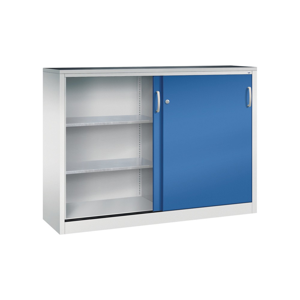 Productafbeelding nr. 4: Werkplaatsbijzetkast C+P met 4 legborden, hxbxd 1.200 x 1.600 x 400 mm, scheidingswand, lichtgrijs, gentiaanblauw