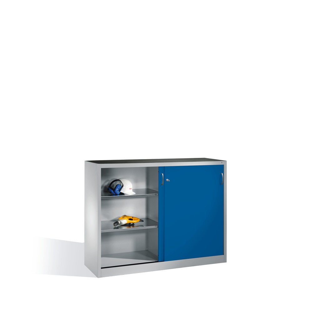 Productafbeelding nr. 5: Werkplaatsbijzetkast C+P met 4 legborden, hxbxd 1.200 x 1.600 x 400 mm, scheidingswand, lichtgrijs, gentiaanblauw