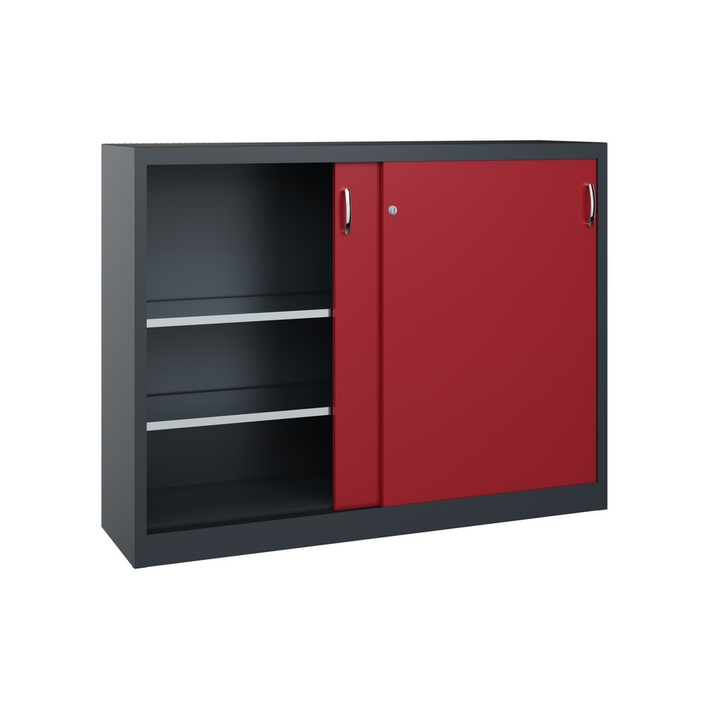 Productafbeelding nr. 4: Werkplaatsbijzetkast C+P met 4 legborden, hxbxd 1.200 x 1.600 x 400 mm, scheidingswand, antracietgrijs, robijnrood