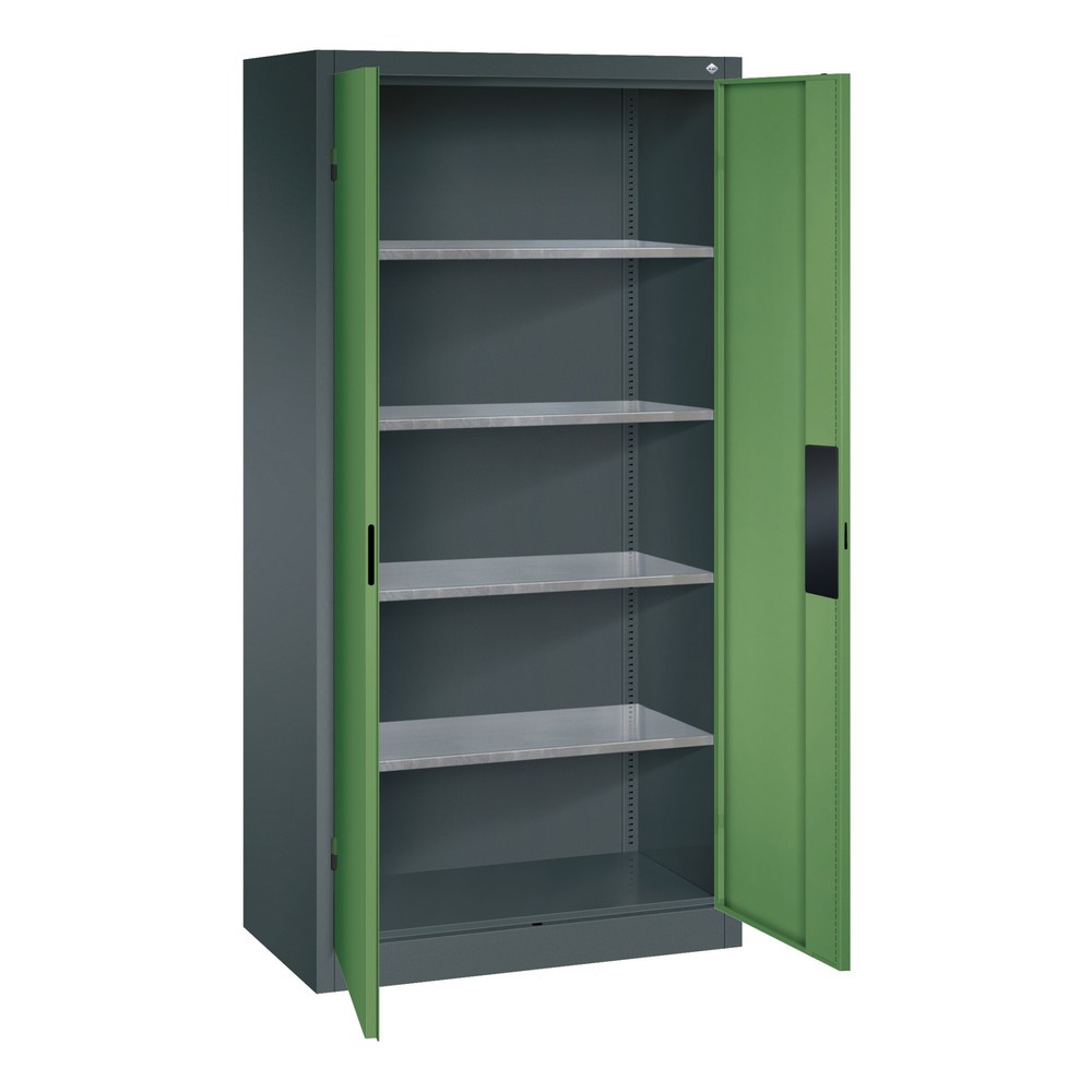 Productafbeelding nr. 18: Werkplaatsdraaideurkast C+P met 4 legborden, hxbxd 1.950 x 930 x 500 mm, lichtgrijs, gentiaanblauw