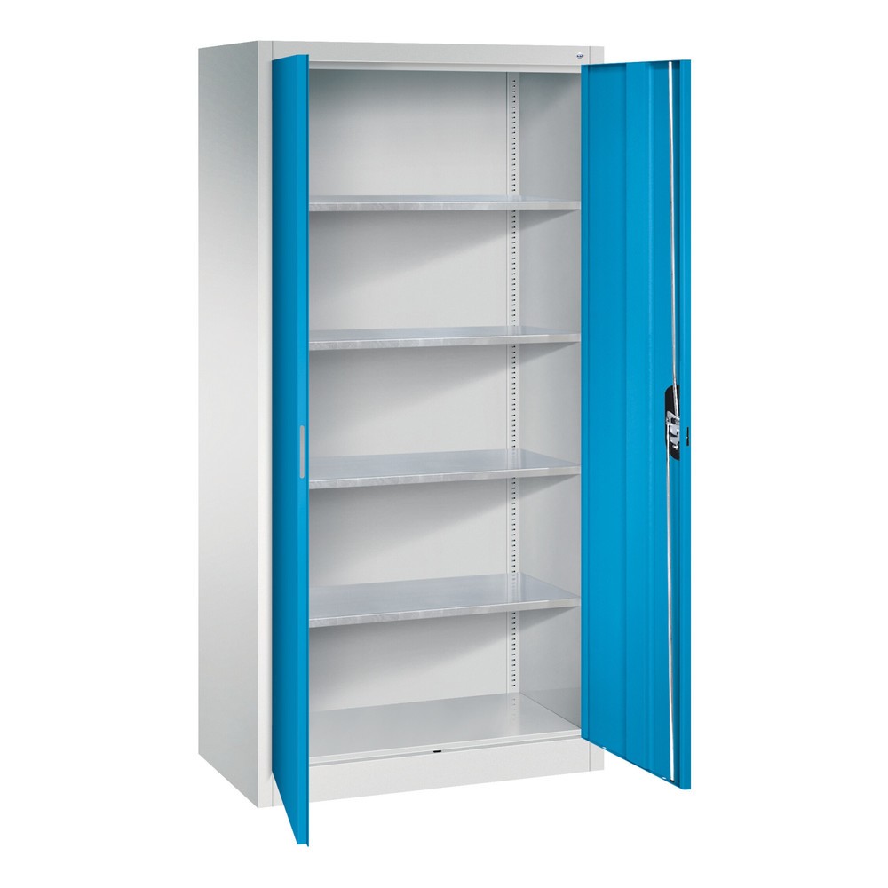 Productafbeelding nr. 19: Werkplaatsdraaideurkast C+P met 4 legborden, hxbxd 1.950 x 930 x 500 mm, antracietgrijs, gentiaanblauw
