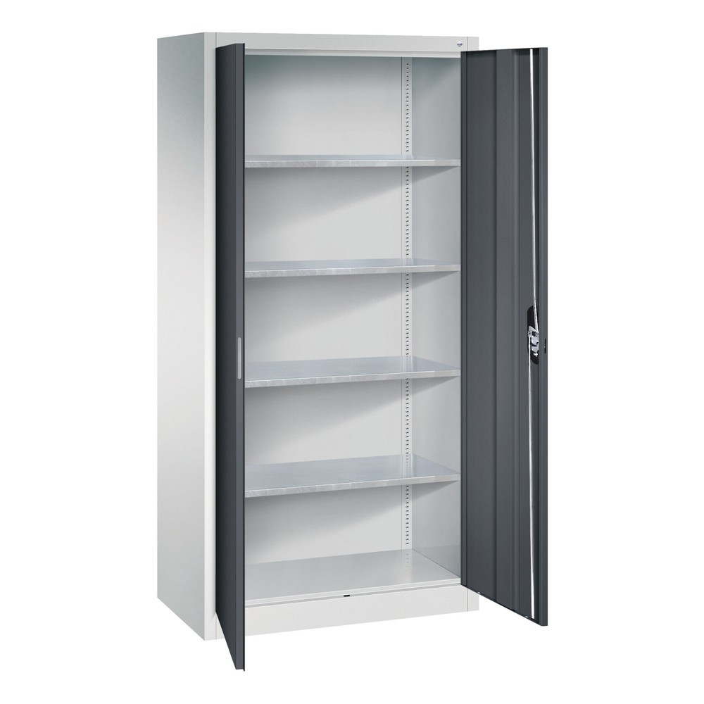 Productafbeelding nr. 19: Werkplaatsdraaideurkast C+P met 4 legborden, hxbxd 1.950 x 930 x 500 mm, antracietgrijs, lichtblauw