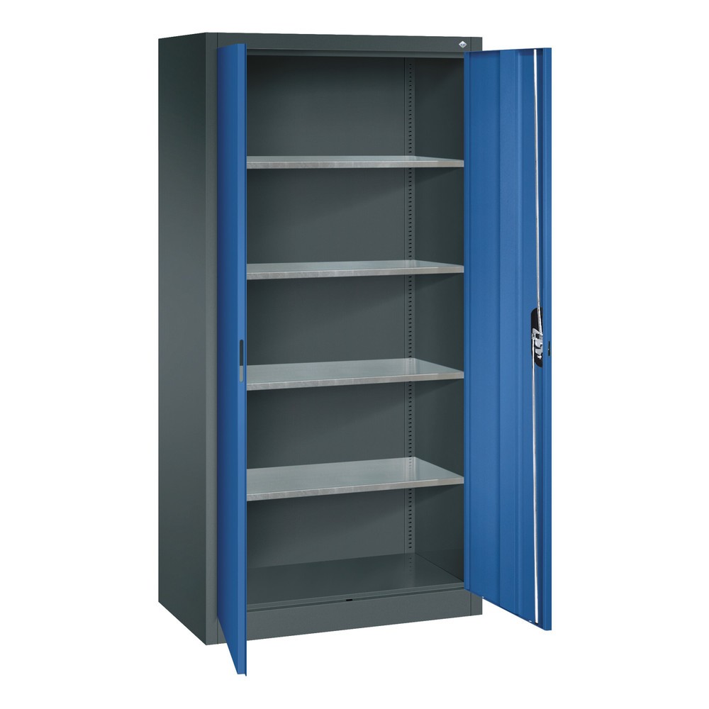 Productafbeelding nr. 19: Werkplaatsdraaideurkast C+P met 4 legborden, hxbxd 1.950 x 930 x 500 mm, antracietgrijs, zwartgrijs
