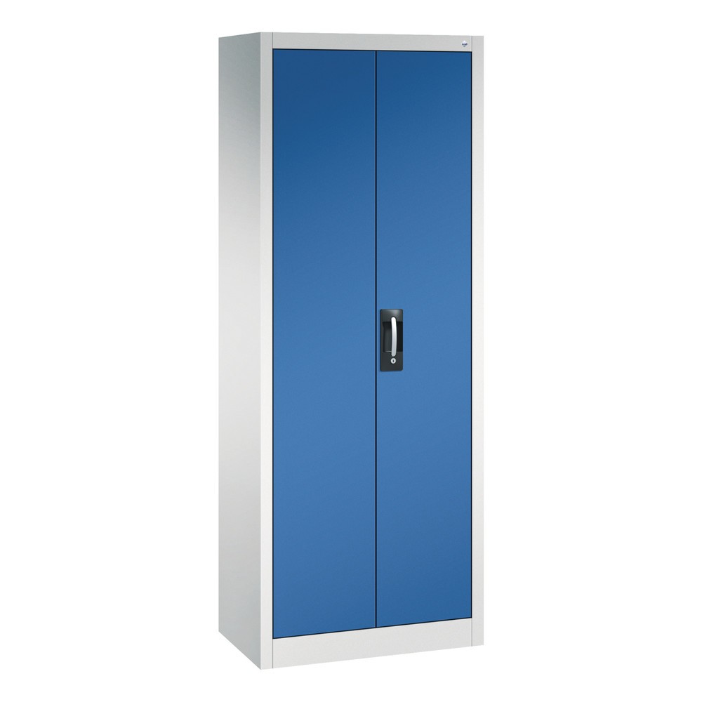 Productafbeelding nr. 1: Werkplaatsdraaideurkast C+P met 4 legborden, hxbxd 1.950 x 700 x 400 mm, lichtgrijs, gentiaanblauw