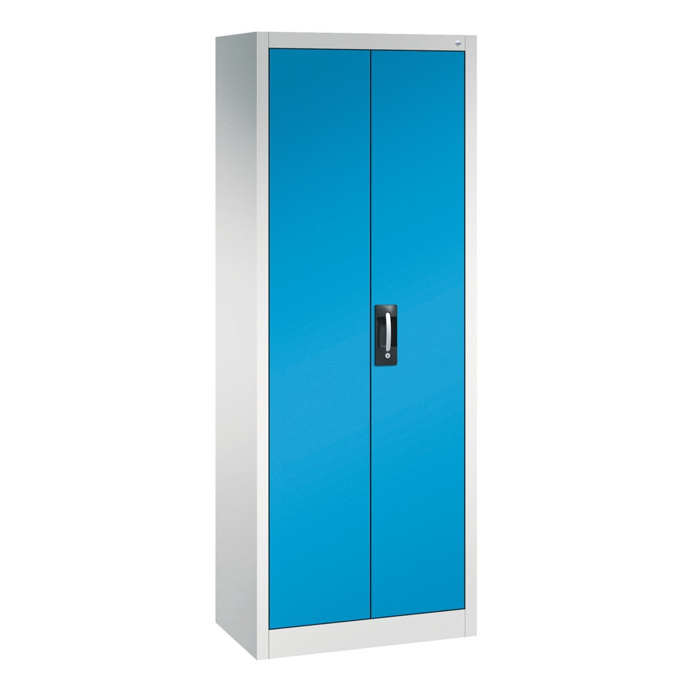 Productafbeelding nr. 1: Werkplaatsdraaideurkast C+P met 4 legborden, hxbxd 1.950 x 700 x 400 mm, lichtgrijs, lichtblauw