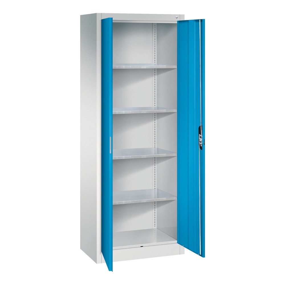 Productafbeelding nr. 18: Werkplaatsdraaideurkast C+P met 4 legborden, hxbxd 1.950 x 700 x 400 mm, lichtgrijs, lichtblauw