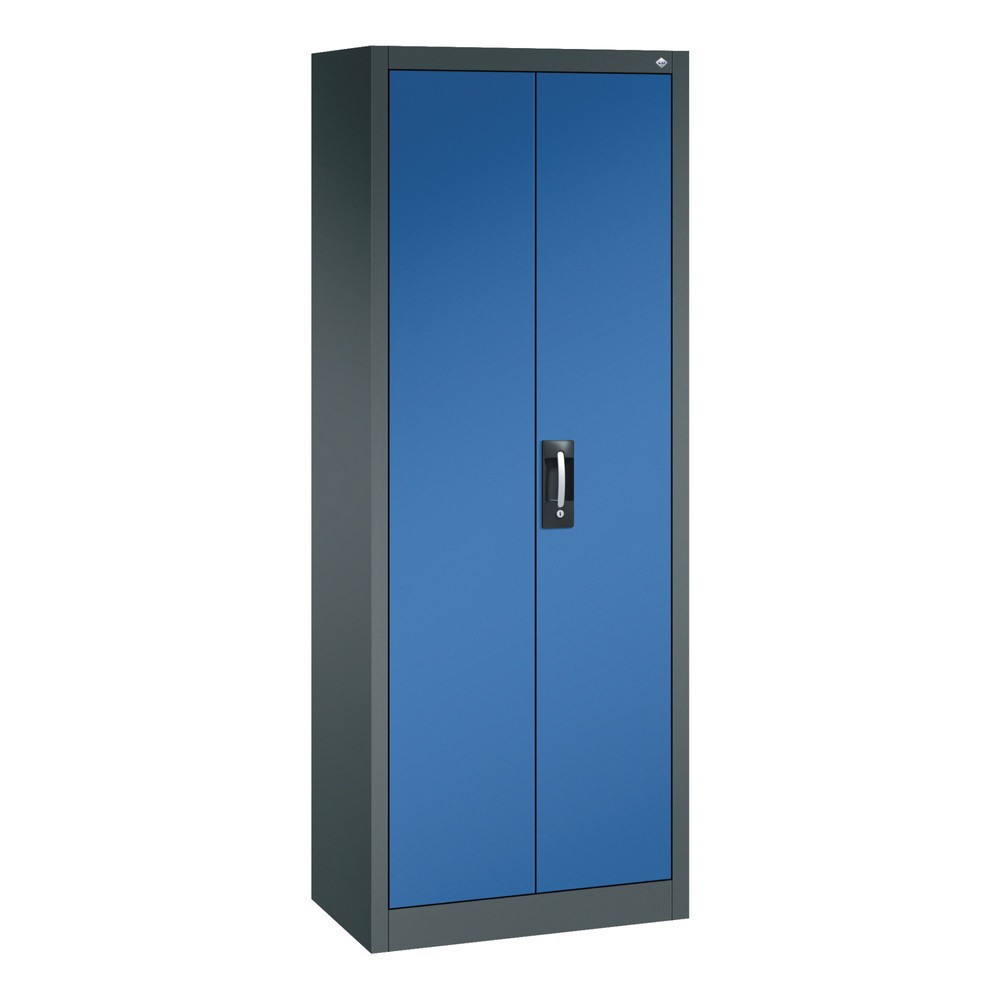 Productafbeelding nr. 1: Werkplaatsdraaideurkast C+P met 4 legborden, hxbxd 1.950 x 700 x 400 mm, antracietgrijs, gentiaanblauw