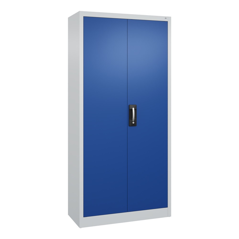 Product afbeelding: Werkplaatsdraaideurkast C+P met 4 legborden, hxbxd 1.950 x 930 x 400 mm, lichtgrijs, gentiaanblauw