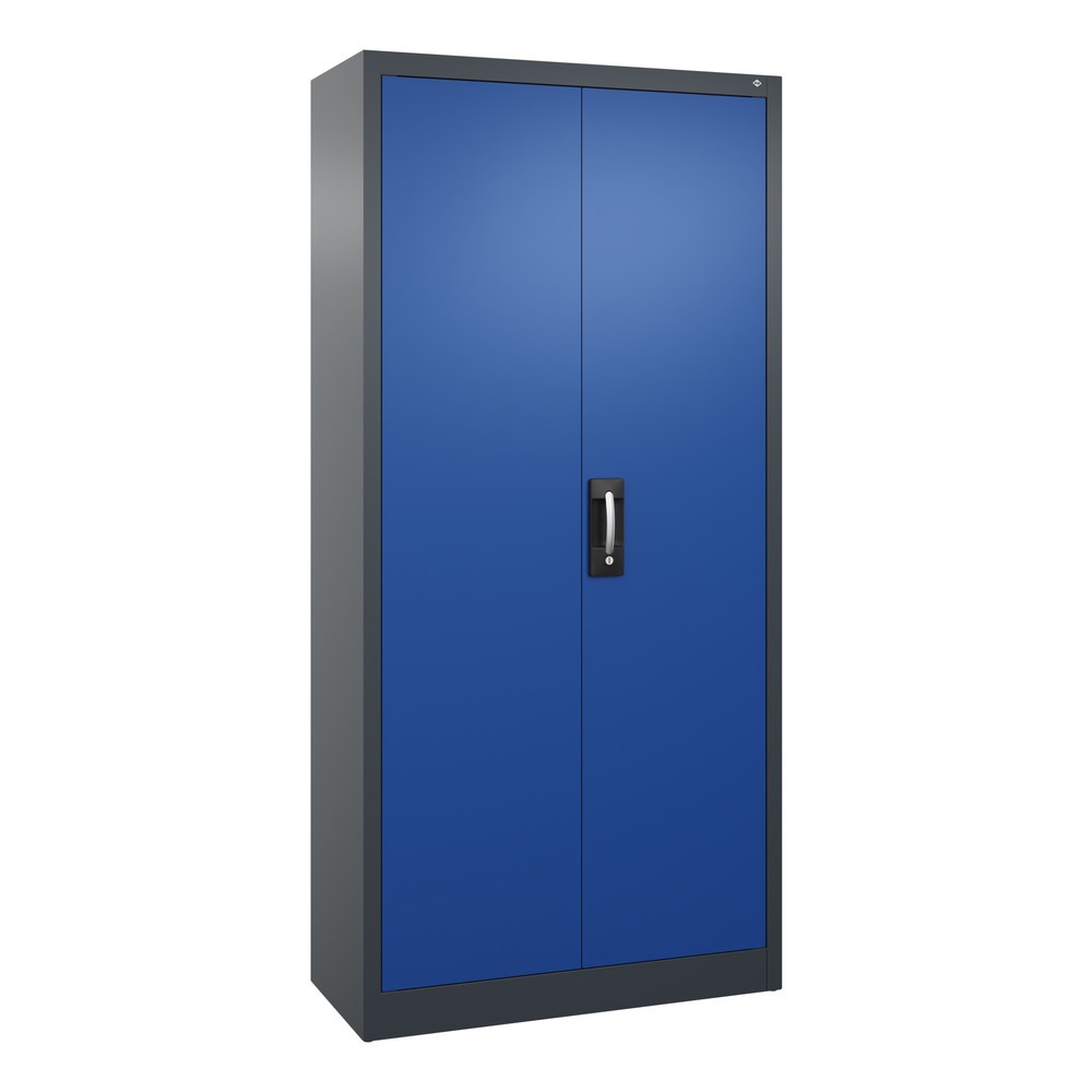Product afbeelding: Werkplaatsdraaideurkast C+P met 4 legborden, hxbxd 1.950 x 930 x 400 mm, antracietgrijs, gentiaanblauw