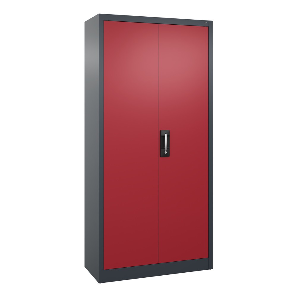 Product afbeelding: Werkplaatsdraaideurkast C+P met 4 legborden, hxbxd 1.950 x 930 x 400 mm, antracietgrijs, robijnrood