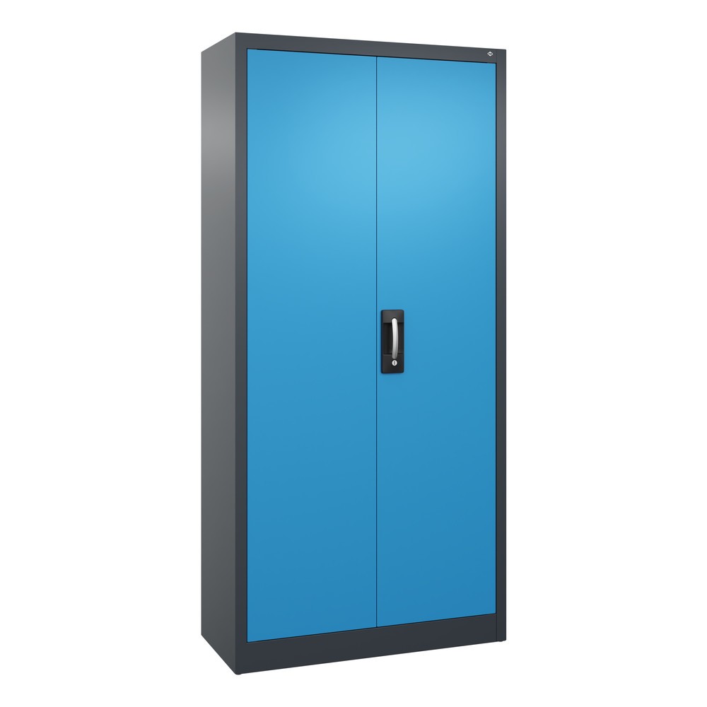 Product afbeelding: Werkplaatsdraaideurkast C+P met 4 legborden, hxbxd 1.950 x 930 x 400 mm, antracietgrijs, lichtblauw