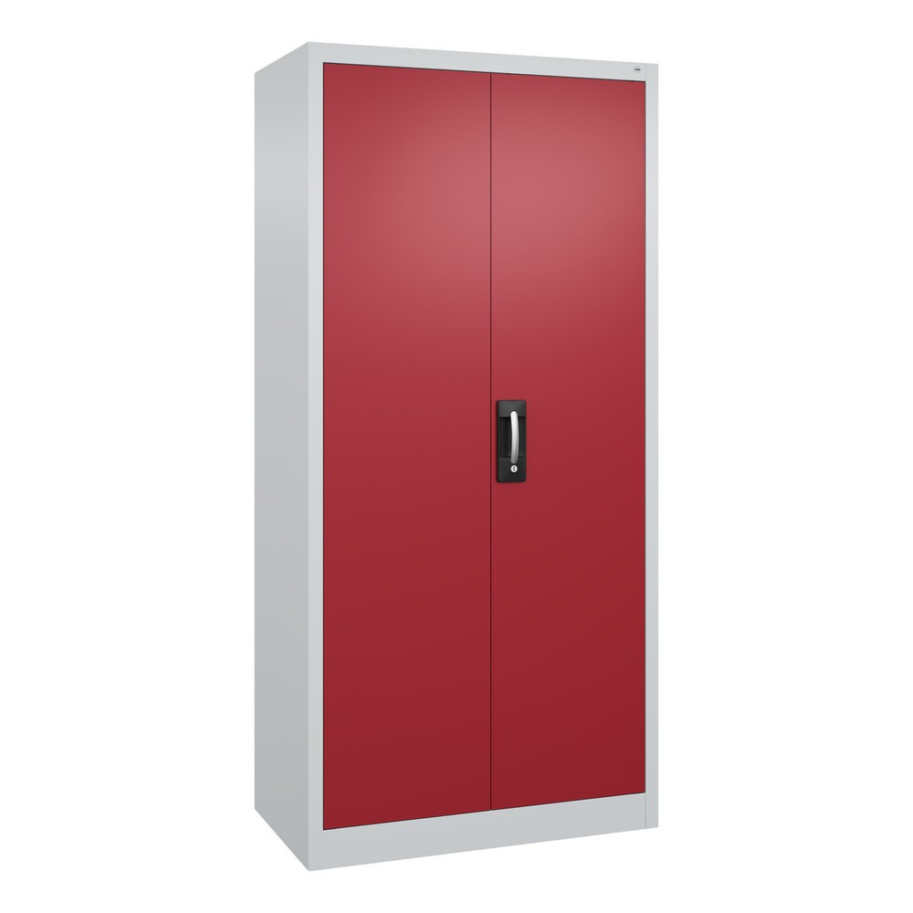 Productafbeelding nr. 1: Werkplaatsdraaideurkast C+P met 4 legborden, hxbxd 1.950 x 930 x 500 mm, lichtgrijs, robijnrood