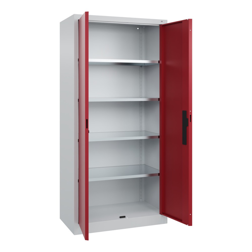Productafbeelding nr. 18: Werkplaatsdraaideurkast C+P met 4 legborden, hxbxd 1.950 x 930 x 500 mm, lichtgrijs, robijnrood