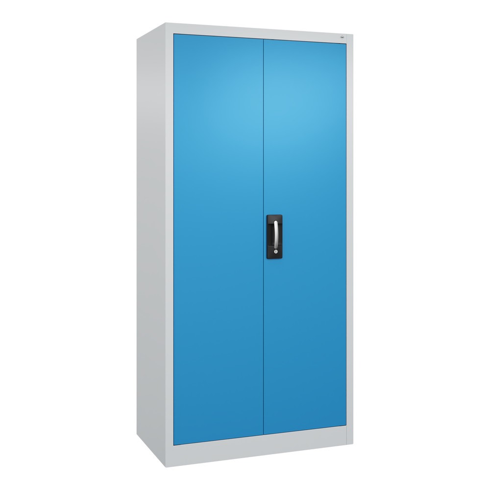 Productafbeelding nr. 1: Werkplaatsdraaideurkast C+P met 4 legborden, hxbxd 1.950 x 930 x 500 mm, lichtgrijs, lichtblauw
