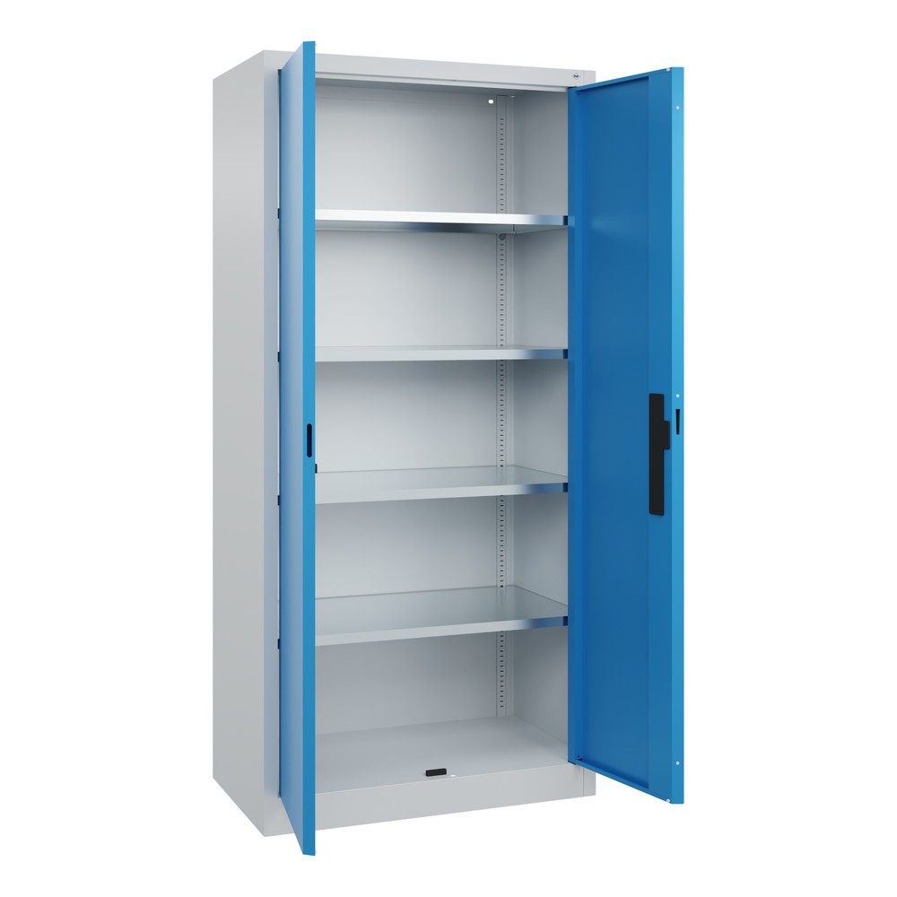 Productafbeelding nr. 19: Werkplaatsdraaideurkast C+P met 4 legborden, hxbxd 1.950 x 930 x 500 mm, lichtgrijs, lichtblauw