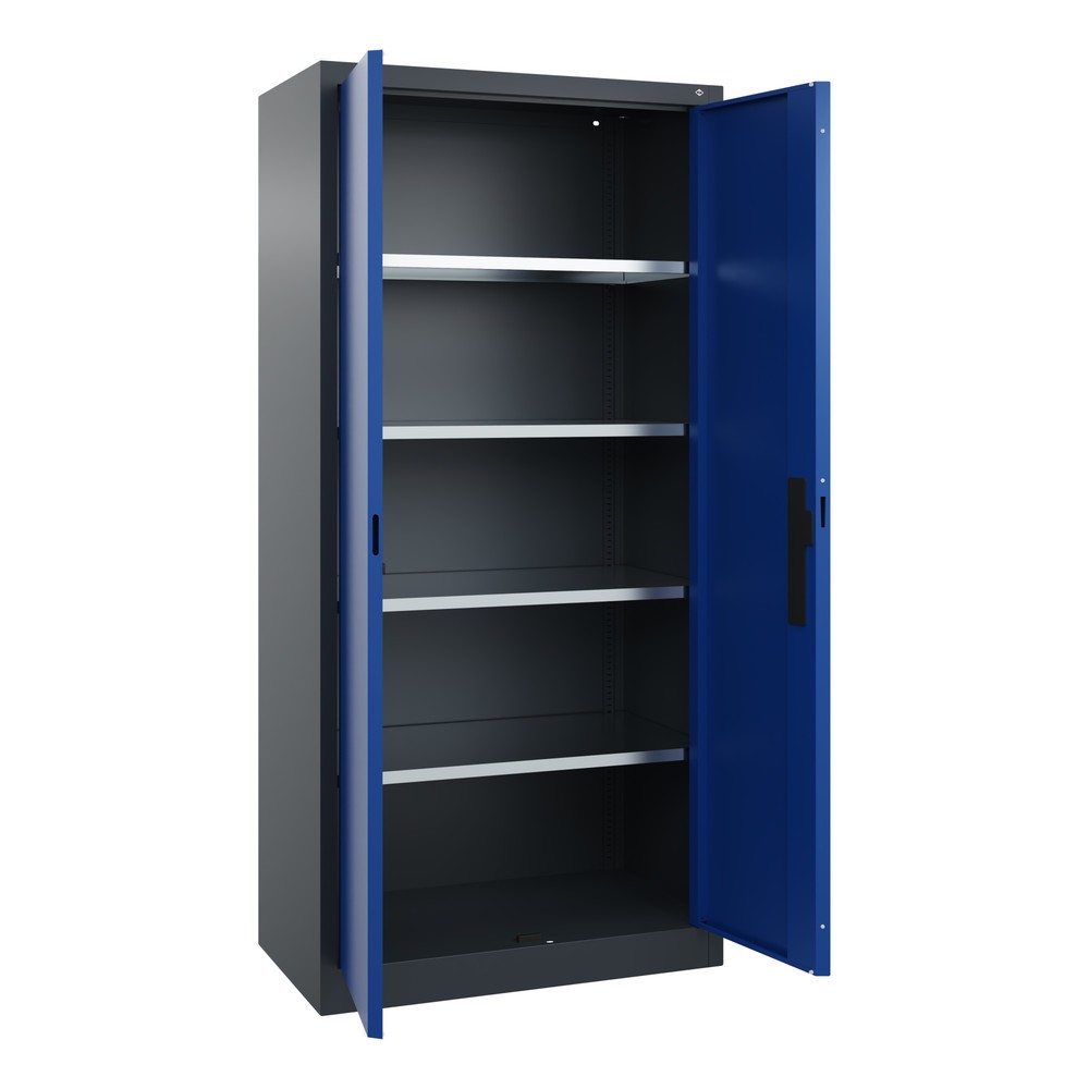 Productafbeelding nr. 21: Werkplaatsdraaideurkast C+P met 4 legborden, hxbxd 1.950 x 930 x 500 mm, antracietgrijs, gentiaanblauw