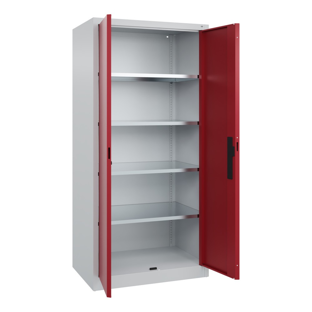 Productafbeelding nr. 17: Werkplaatsdraaideurkast C+P met 4 legborden, hxbxd 1.950 x 930 x 600 mm, lichtgrijs, robijnrood