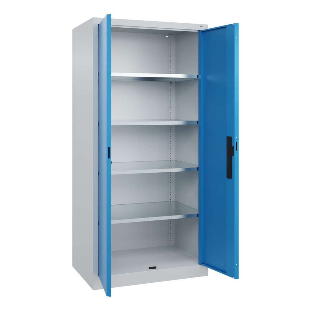 Productafbeelding nr. 17: Werkplaatsdraaideurkast C+P met 4 legborden, hxbxd 1.950 x 930 x 600 mm, lichtgrijs, lichtblauw