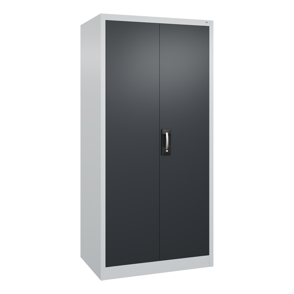 Product afbeelding: Werkplaatsdraaideurkast C+P met 4 legborden, hxbxd 1.950 x 930 x 600 mm, lichtgrijs, zwartgrijs