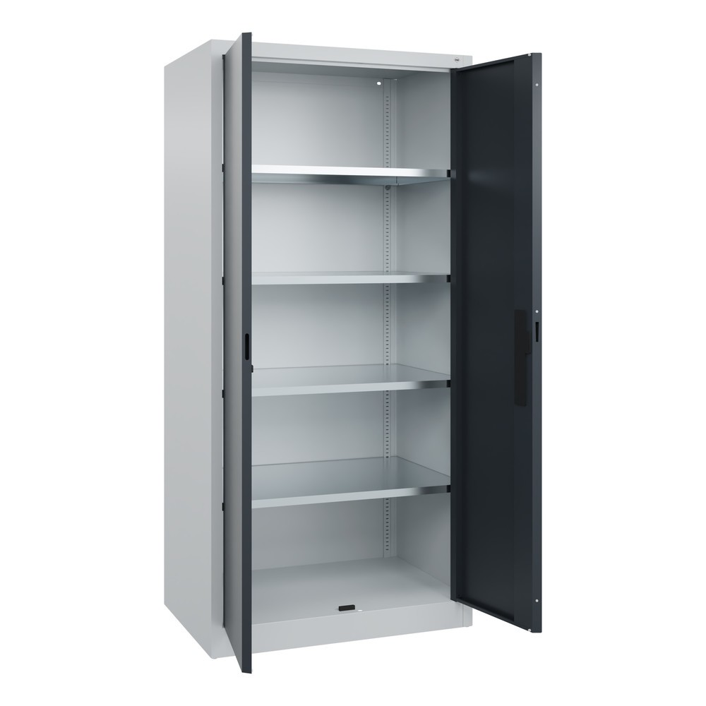 Productafbeelding nr. 17: Werkplaatsdraaideurkast C+P met 4 legborden, hxbxd 1.950 x 930 x 600 mm, lichtgrijs, antracietgrijs
