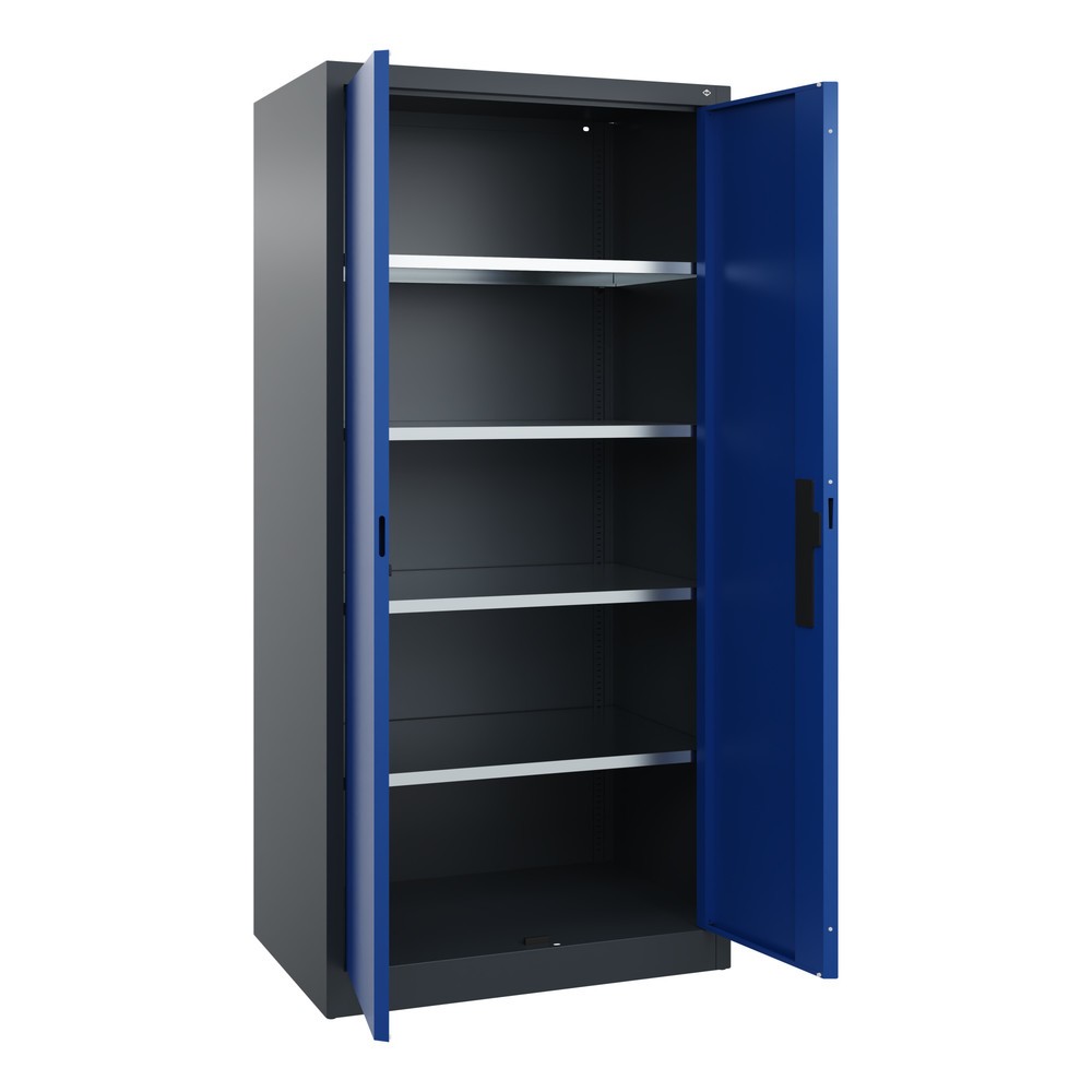 Productafbeelding nr. 17: Werkplaatsdraaideurkast C+P met 4 legborden, hxbxd 1.950 x 930 x 600 mm, antracietgrijs, gentiaanblauw