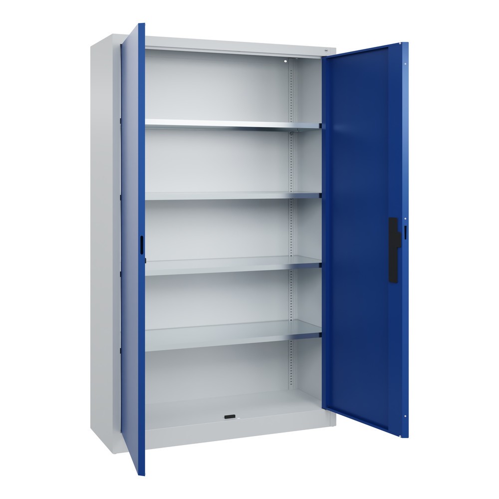 Productafbeelding nr. 17: Werkplaatsdraaideurkast C+P met 4 legborden, hxbxd 1.950 x 1.200 x 400 mm, lichtgrijs, gentiaanblauw