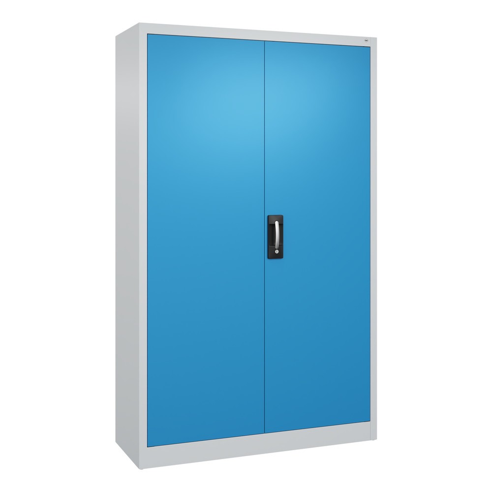 Product afbeelding: Werkplaatsdraaideurkast C+P met 4 legborden, hxbxd 1.950 x 1.200 x 400 mm, lichtgrijs, lichtblauw