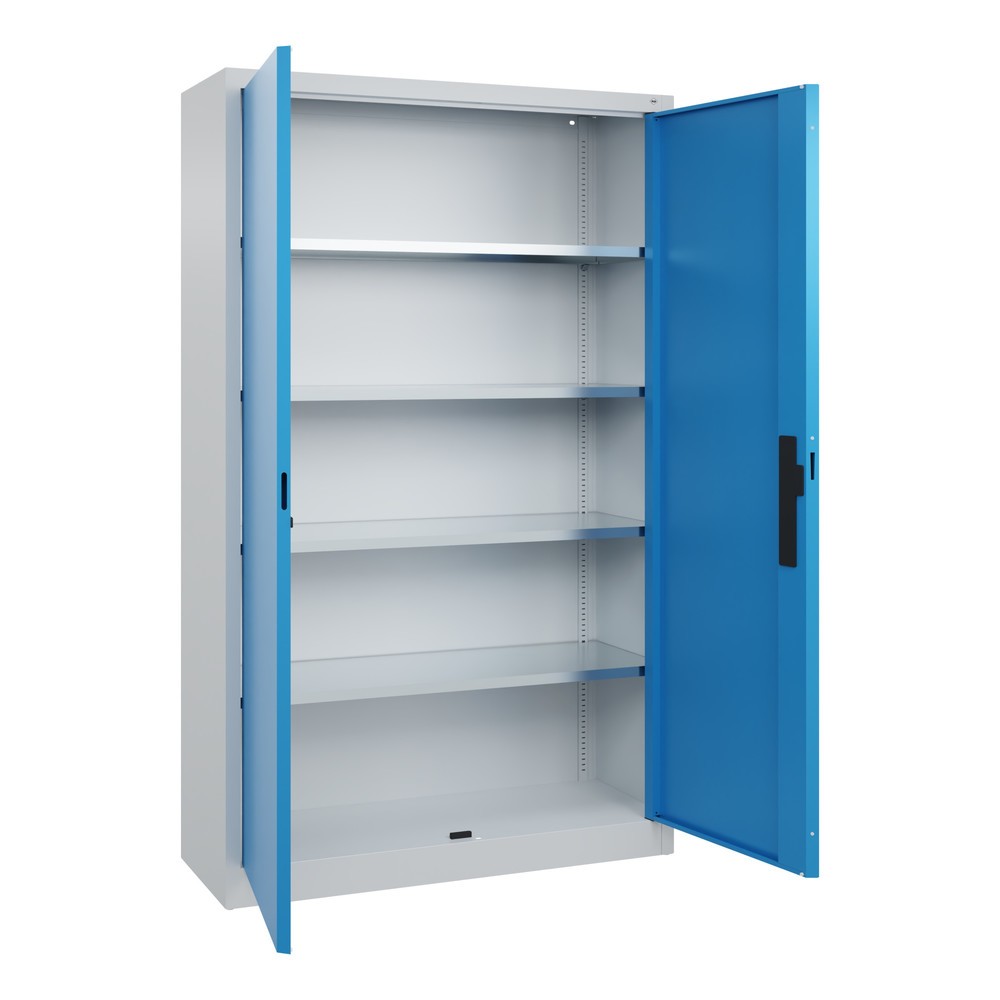 Productafbeelding nr. 17: Werkplaatsdraaideurkast C+P met 4 legborden, hxbxd 1.950 x 1.200 x 400 mm, lichtgrijs, lichtblauw