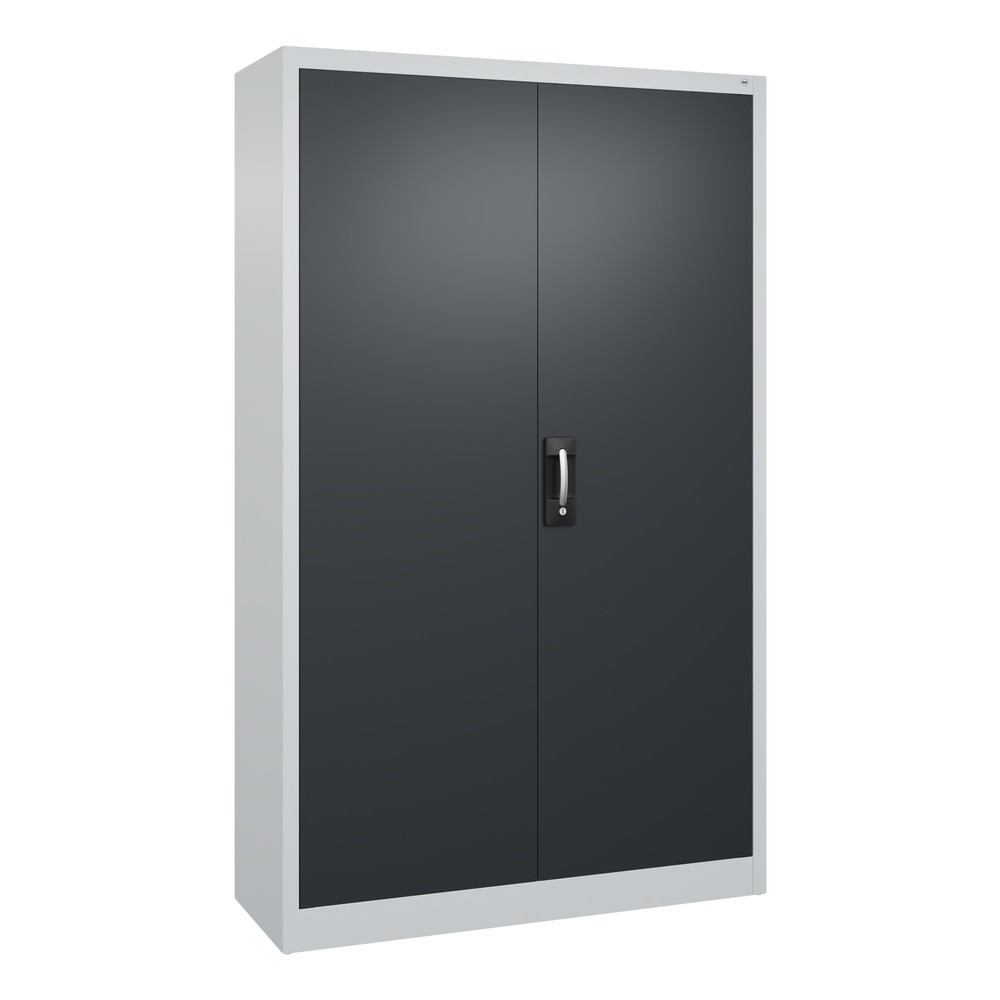 Product afbeelding: Werkplaatsdraaideurkast C+P met 4 legborden, hxbxd 1.950 x 1.200 x 400 mm, lichtgrijs, zwartgrijs