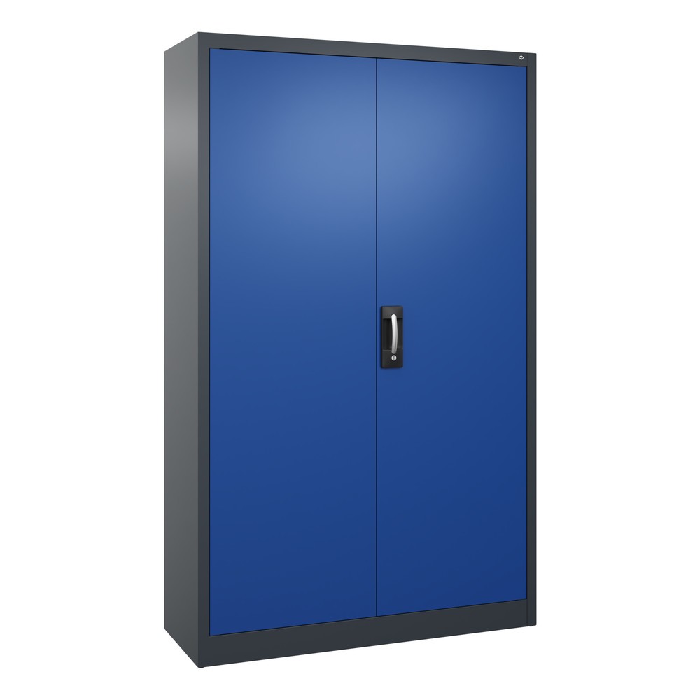 Product afbeelding: Werkplaatsdraaideurkast C+P met 4 legborden, hxbxd 1.950 x 1.200 x 400 mm, antracietgrijs, gentiaanblauw