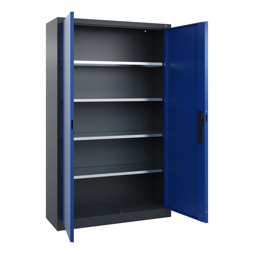 Productafbeelding nr. 17: Werkplaatsdraaideurkast C+P met 4 legborden, hxbxd 1.950 x 1.200 x 400 mm, antracietgrijs, gentiaanblauw