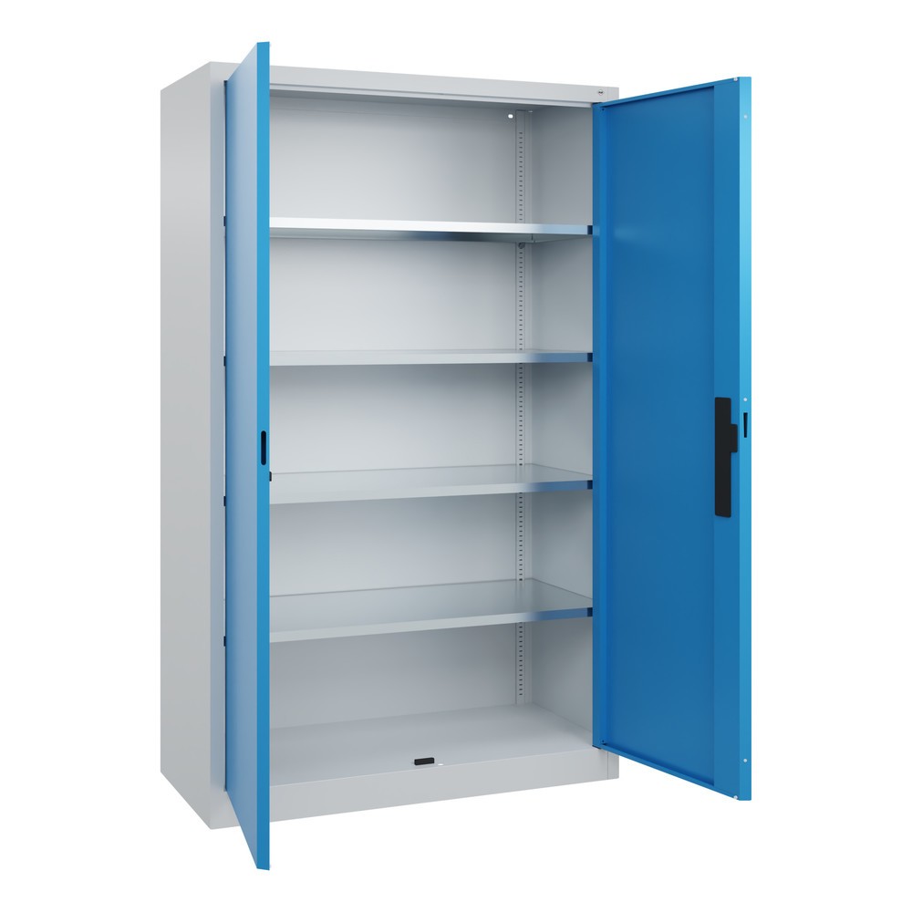 Productafbeelding nr. 17: Werkplaatsdraaideurkast C+P met 4 legborden, hxbxd 1.950 x 1.200 x 500 mm, lichtgrijs, lichtblauw