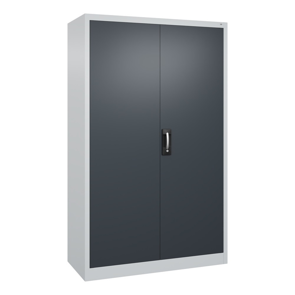 Product afbeelding: Werkplaatsdraaideurkast C+P met 4 legborden, hxbxd 1.950 x 1.200 x 500 mm, lichtgrijs, zwartgrijs