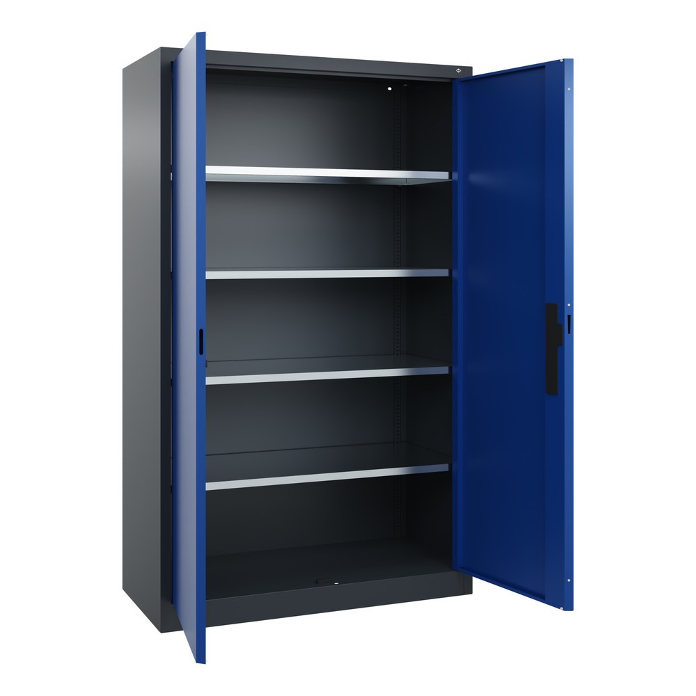 Productafbeelding nr. 17: Werkplaatsdraaideurkast C+P met 4 legborden, hxbxd 1.950 x 1.200 x 500 mm, antracietgrijs, gentiaanblauw