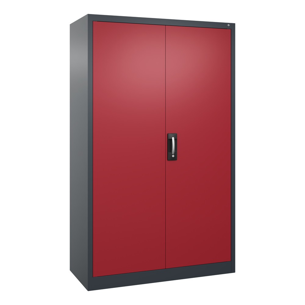 Product afbeelding: Werkplaatsdraaideurkast C+P met 4 legborden, hxbxd 1.950 x 1.200 x 500 mm, antracietgrijs, robijnrood